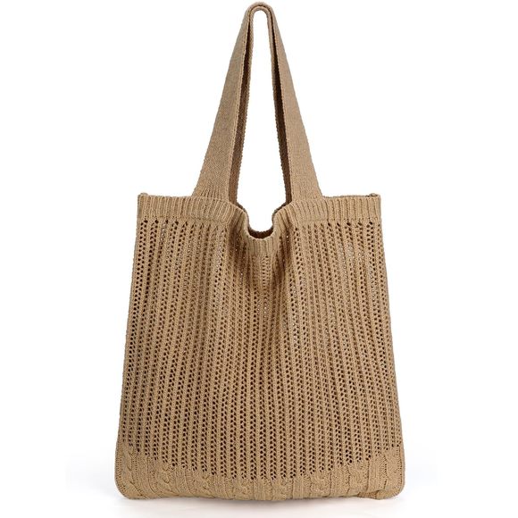 Crochet Tote, Beach Mesh Knitted Shoulder Bag - Large Aesthetic Hobo >:) - Picture 1 of 6
